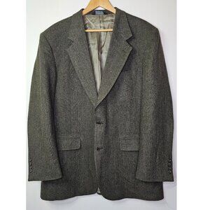 John Alexander Wool Blend Single-Breasted Herringbone Blazer Sport Coat Jacket